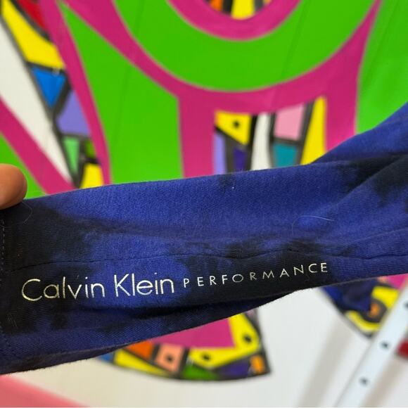 Calvin Klein Performance Blue and Black Asymmetrical Long Sleeve Tunic. Size 0X - Picture 3 of 5